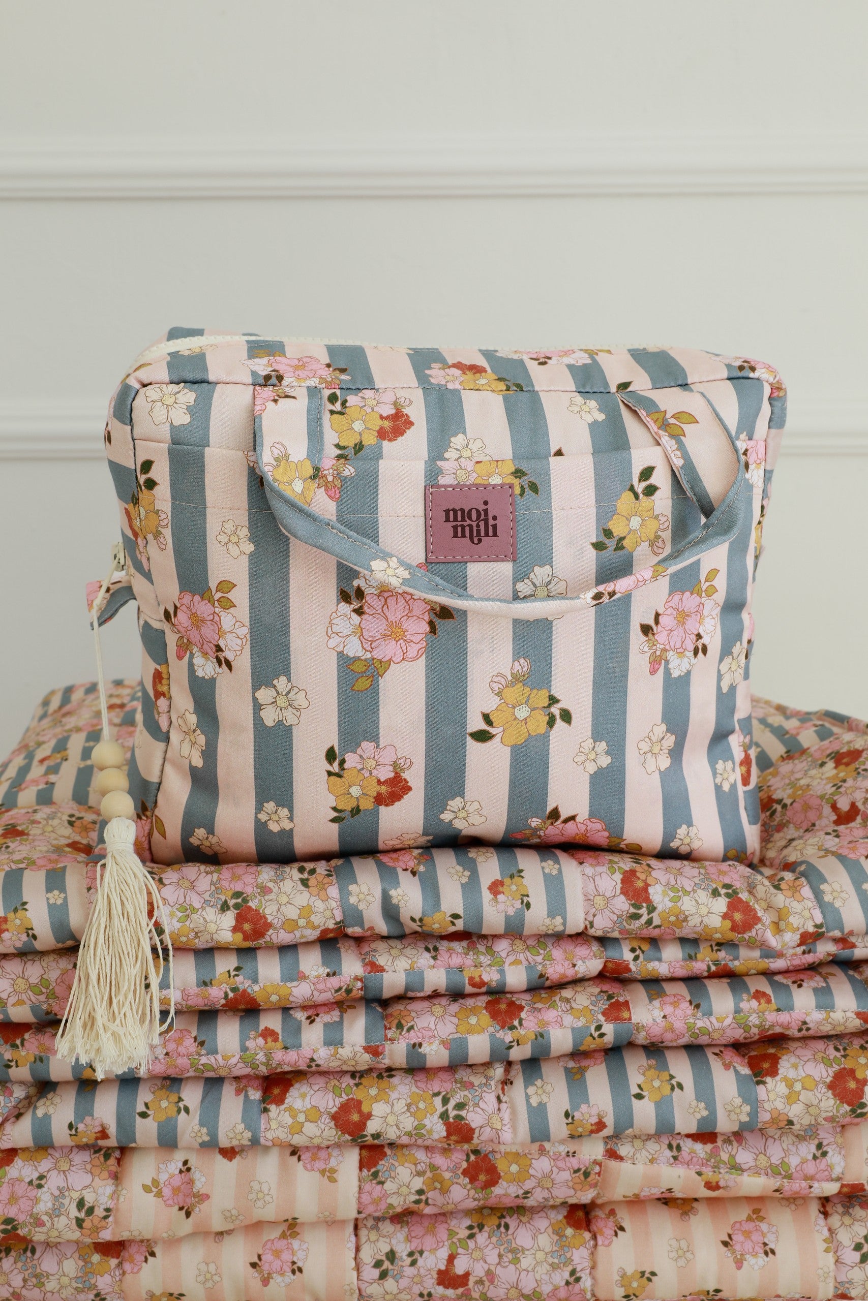 Make-Up Bag Set of 2 - Blue Stripes