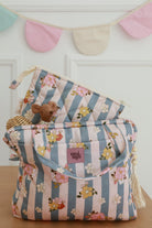 Large Make-Up Bag - Blue Stripes