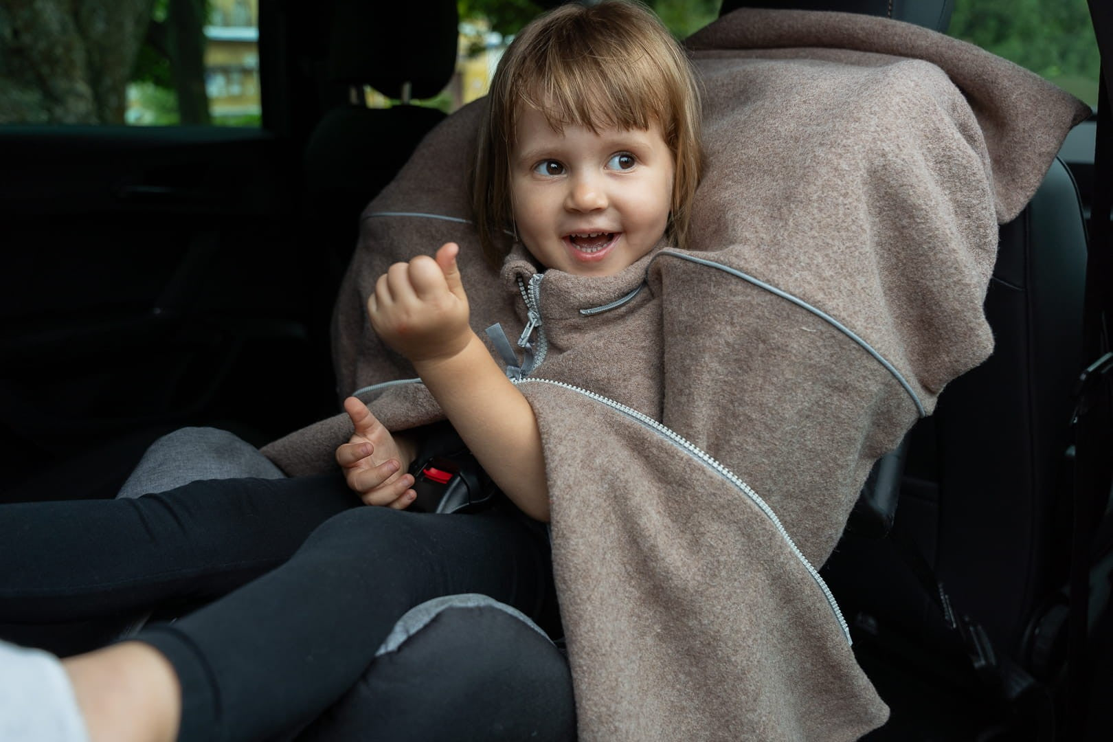 Merino Wool Car Poncho For Kids - Bear