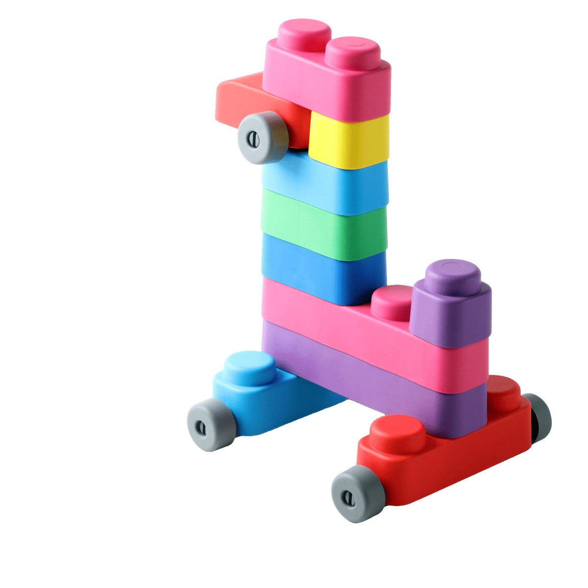 Soft Blocks Set With Wheels - 14 pcs