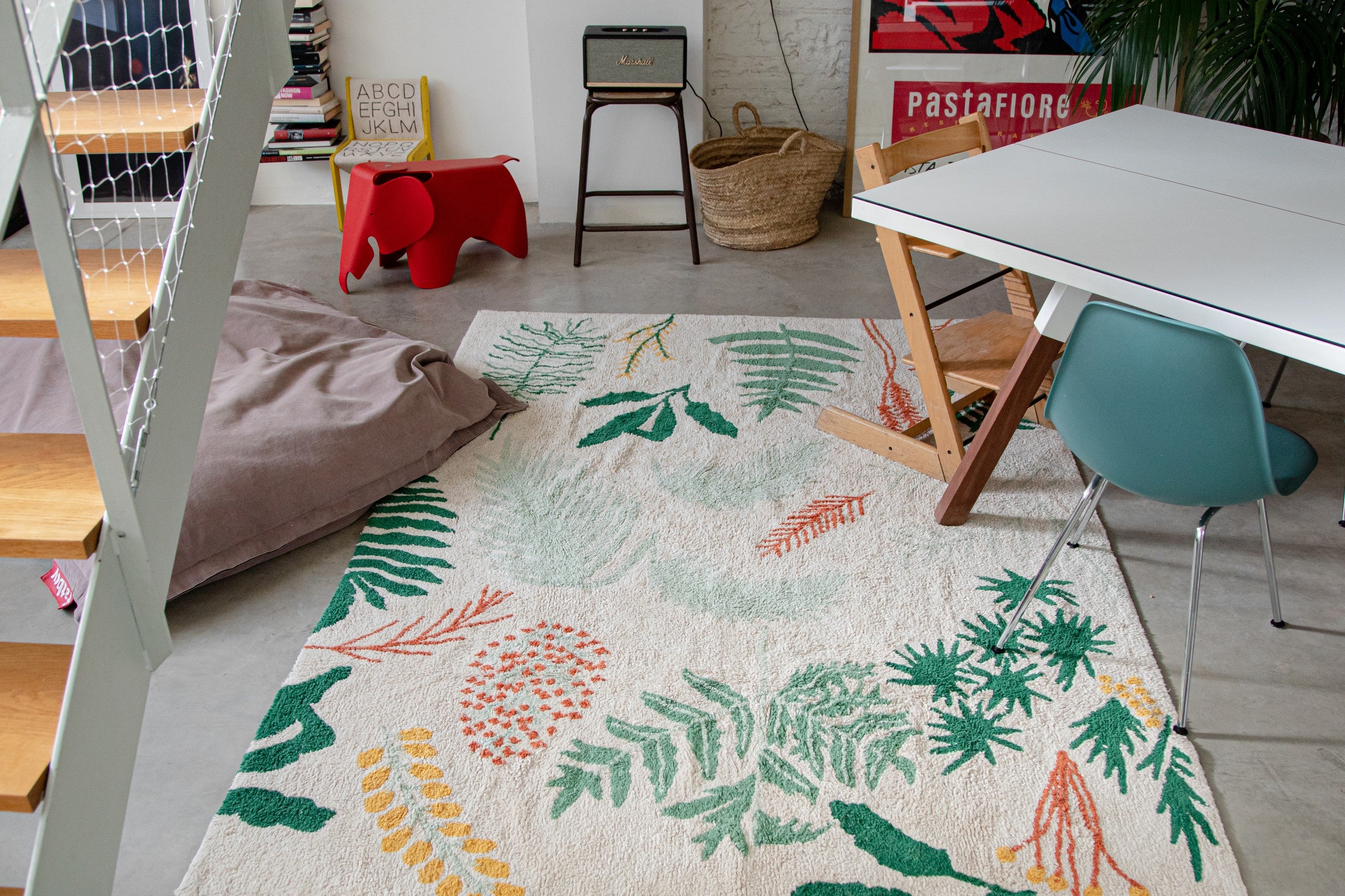 Washable Rug Botanic Plants, 140 x 200 cm 