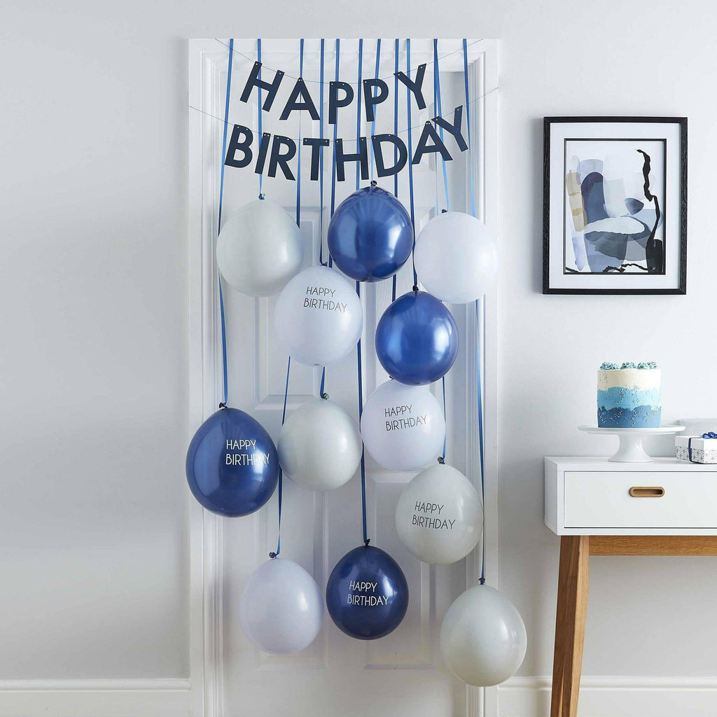 "Happy Birthday" ilmapallosetti oveen / tummansininen - Decora House