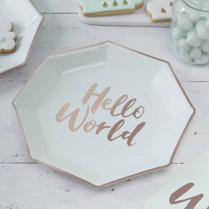 "Hello World" isot lautaset 8 kpl - Decora House