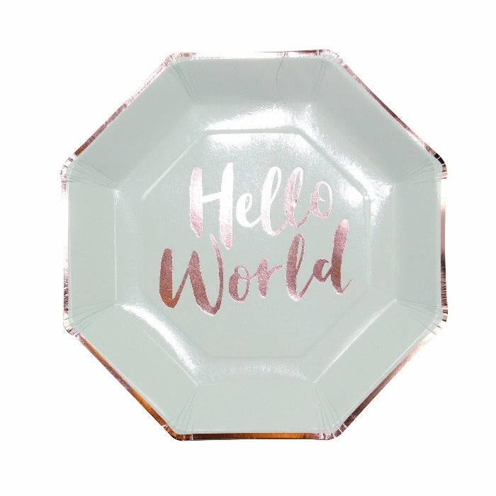 "Hello World" isot lautaset 8 kpl - Decora House