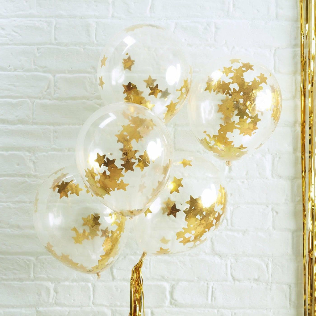 Ilmapallo "Confetti" 5 kpl / kultaiset tähdet - Decora House