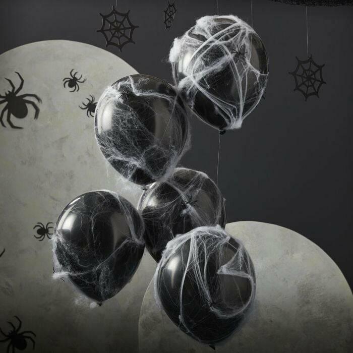 Ilmapallot hämähäkin seitillä ja hämähäkeillä 5 kpl - Decora House