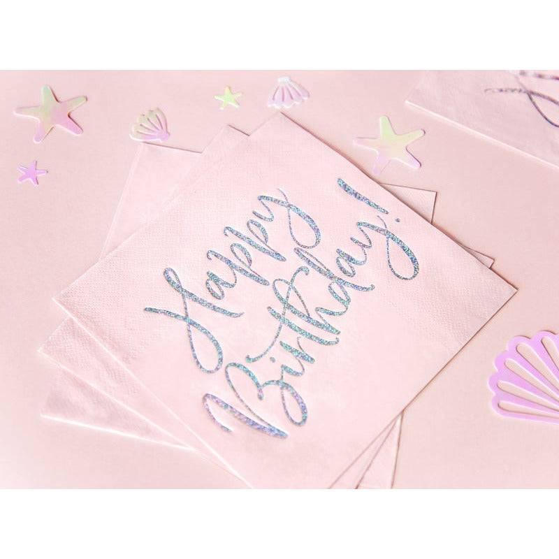 Lautasliinat "Happy Birthday" 20 kpl / hennon vaaleanpunainen - Decora House