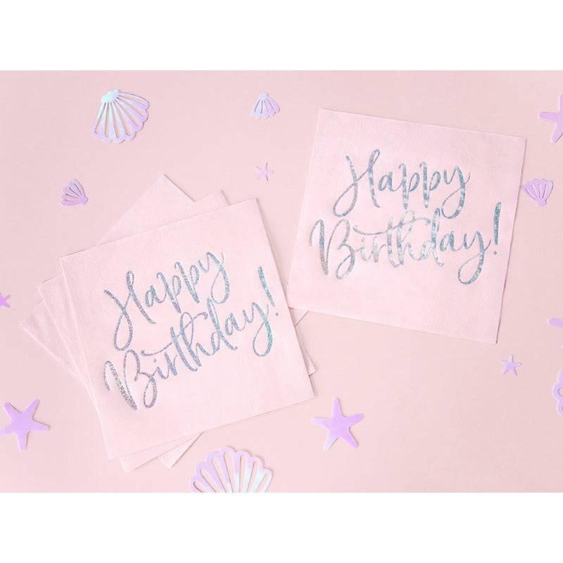 Lautasliinat "Happy Birthday" 20 kpl / hennon vaaleanpunainen - Decora House