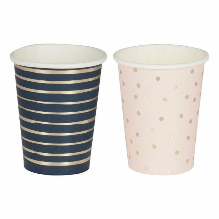 Pahvimukit "Soft Pink & Navy Blue" 8 kpl - Decora House