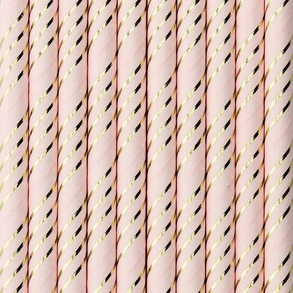 Paperipillit "Golden stripes" / vaaleanpunainen 10 kpl - Decora House