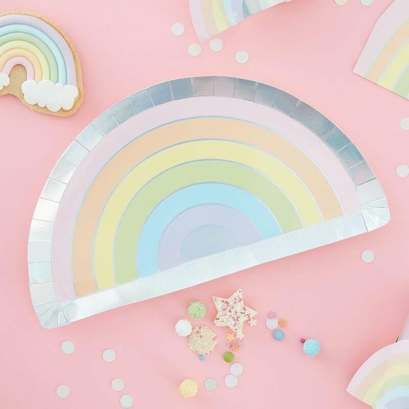 "Pastel Party Rainbow" lautaset 8 kpl - Decora House