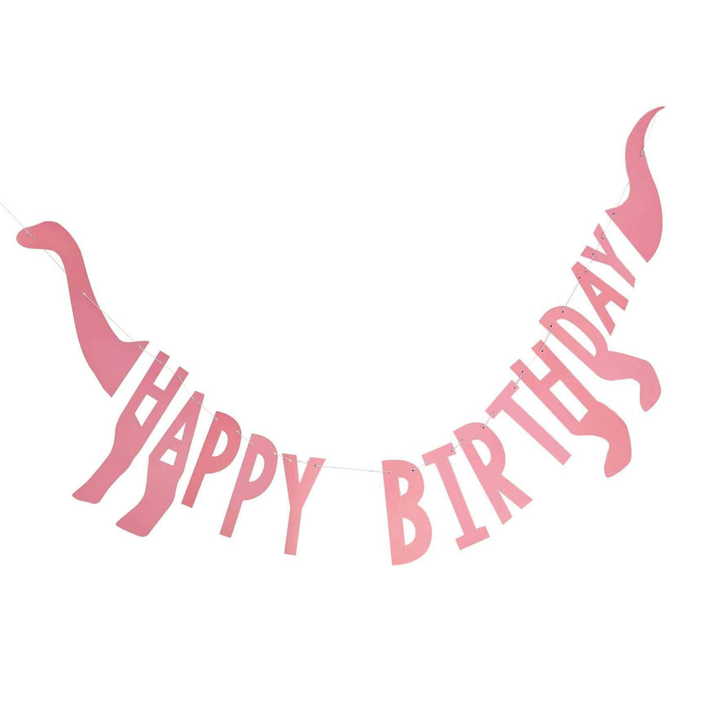 Pink dinoparty, koristenauha "Happy Birthday" - Decora House