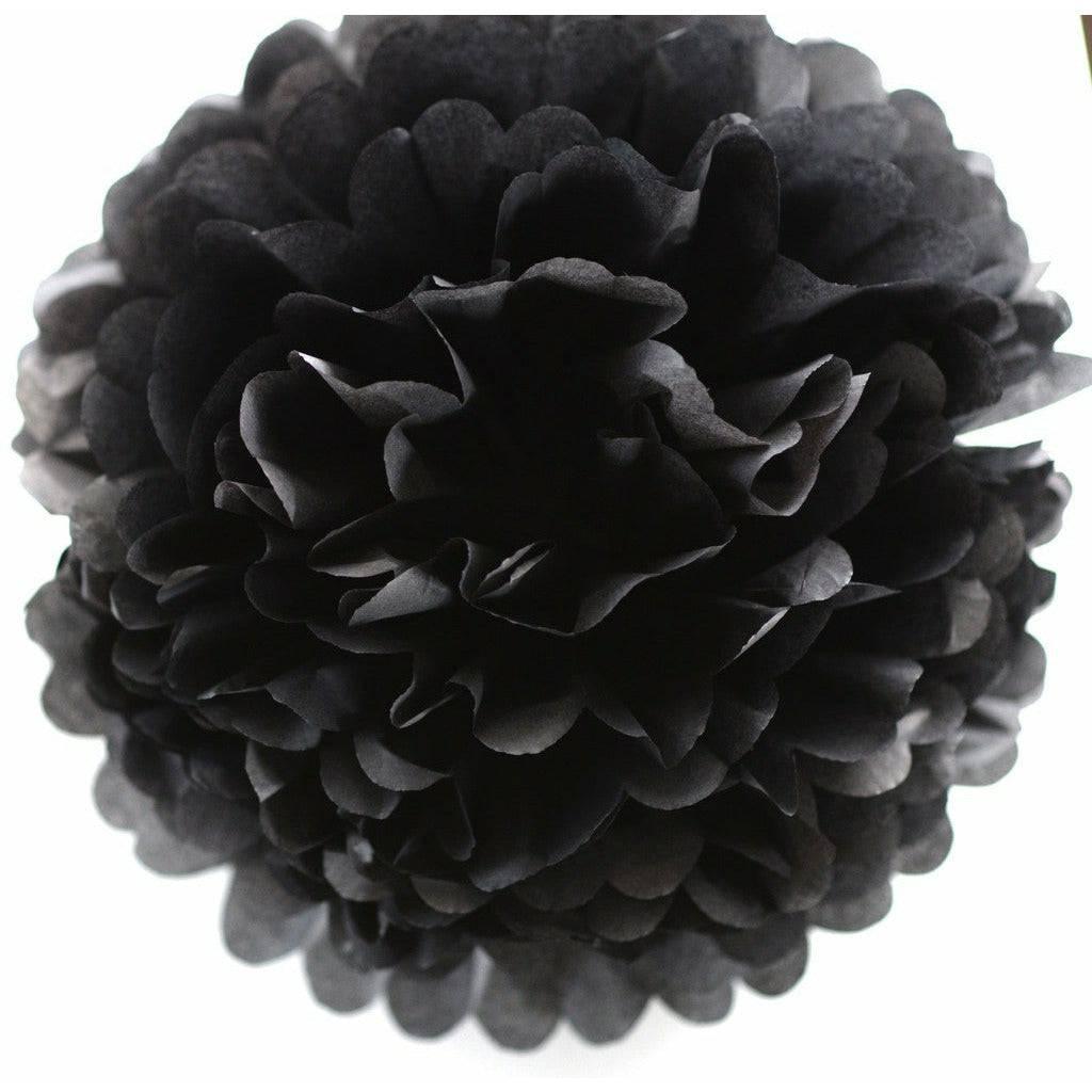 Pom pom silkkipaperikukka 25 cm / musta - Decora House