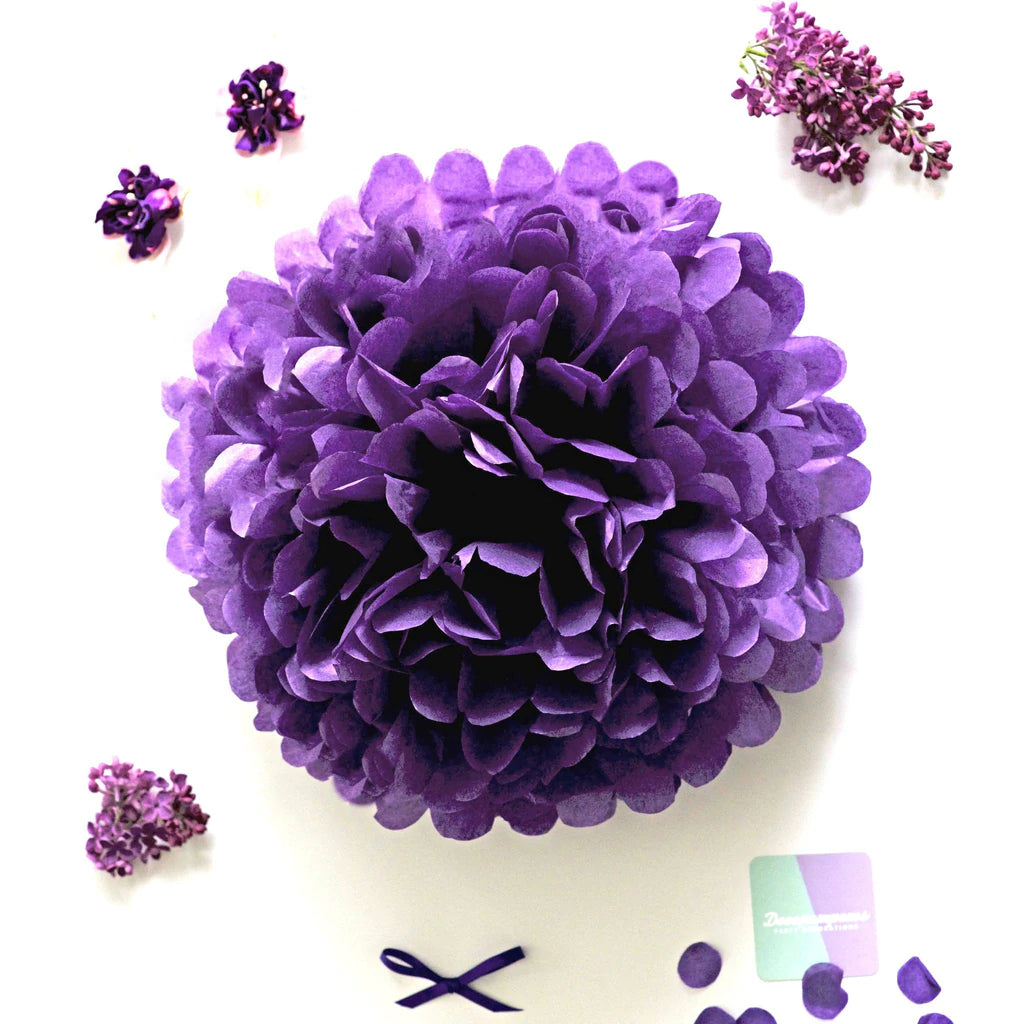Pom pom silkkipaperikukka 25 cm / violetti - Decora House